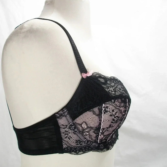 32D Jezebel 10035 Sylvia Unlined Lace UW Bra Black NWT - Picture 3 of 9